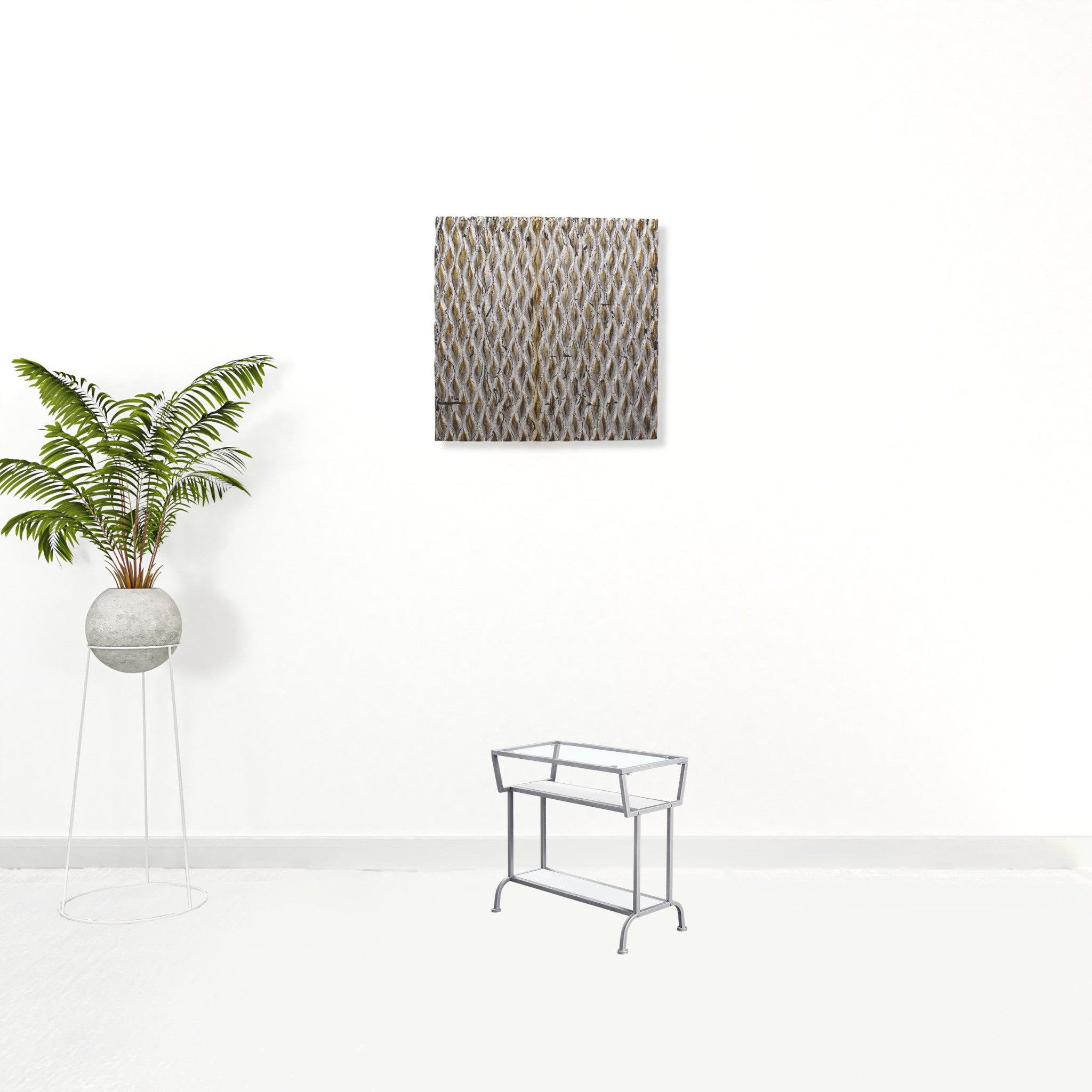 12" X 24" X 22" White Accent Table In Silver Metal With Clear Tempered Glass