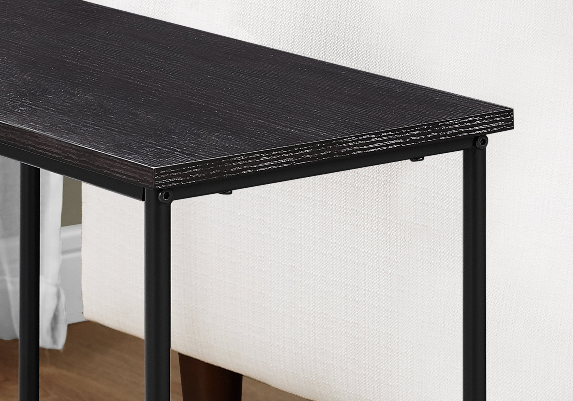 11.75" X 23.75" X 22" Cappuccino Black Mdf Metal  Accent Table