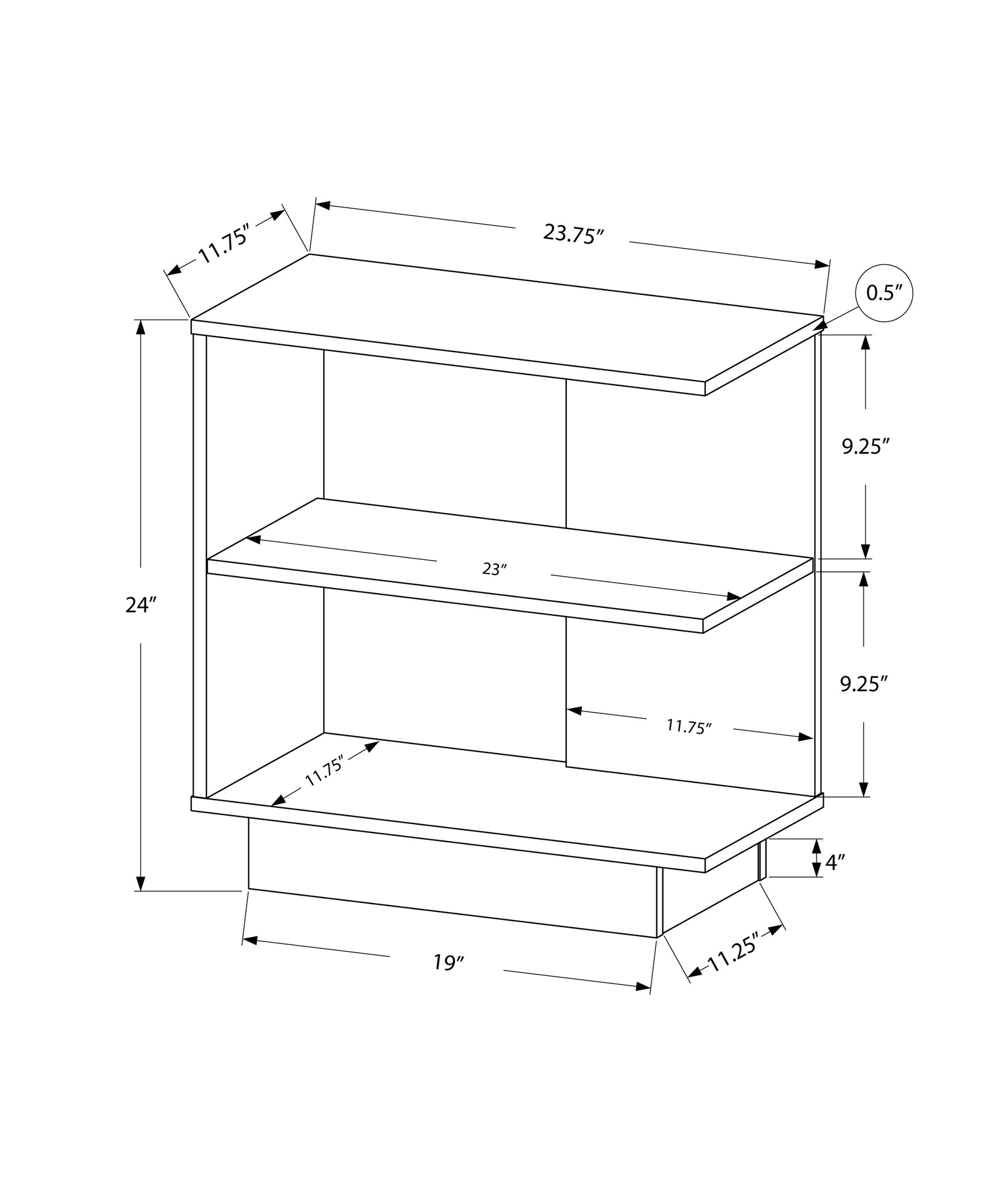 11.5" X 23.5" X 24" Cappuccino Particle Board Laminate Accent Table