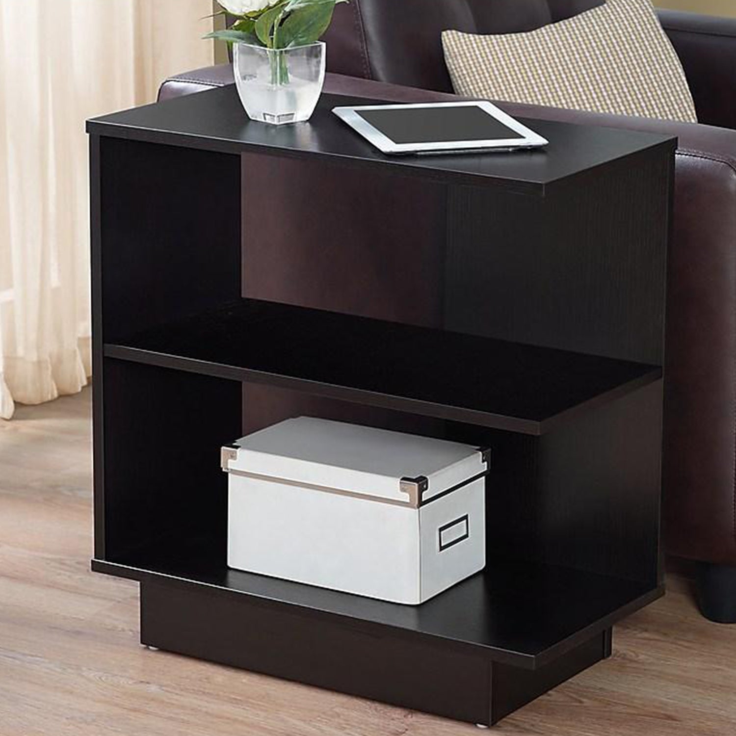 11.5" X 23.5" X 24" Cappuccino Particle Board Laminate Accent Table