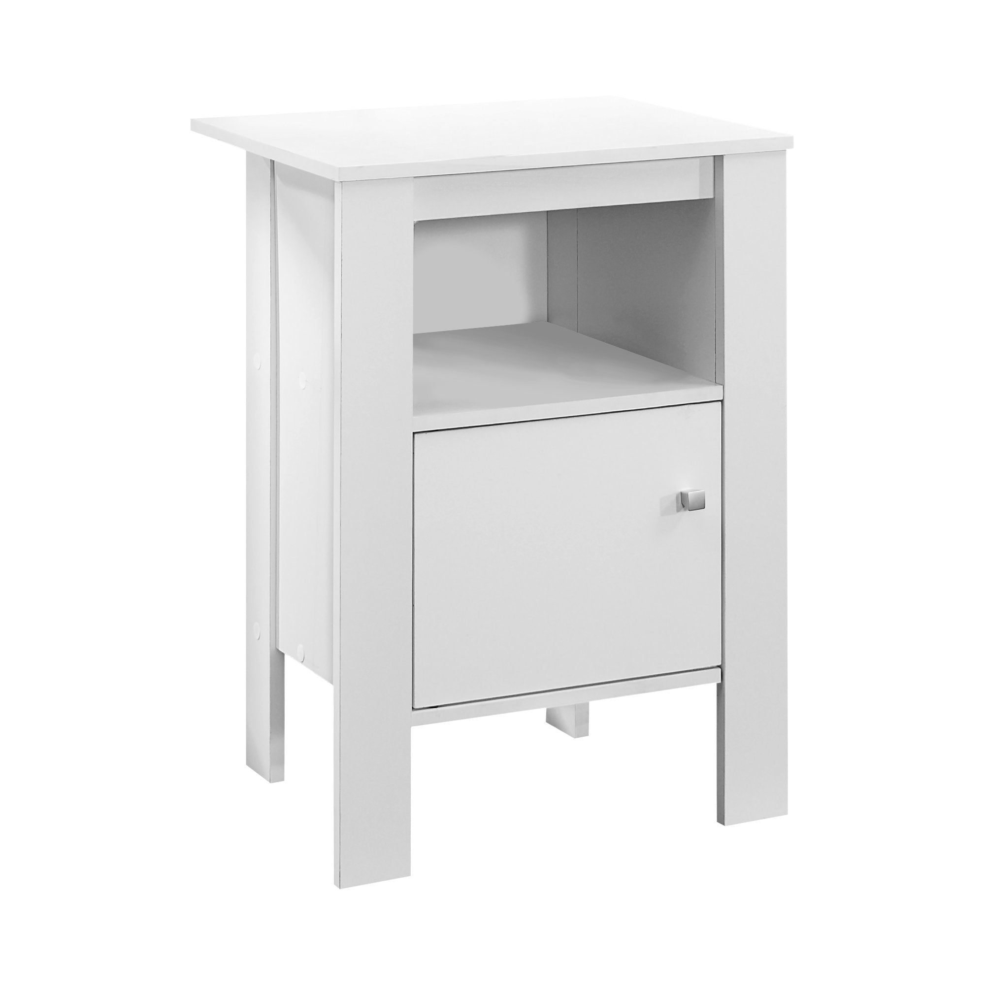 14" X 17.25" X 24.25" White Particle Board Storage  Accent Table