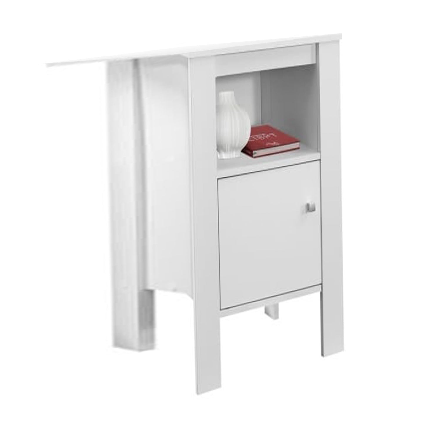 14" X 17.25" X 24.25" White Particle Board Storage  Accent Table