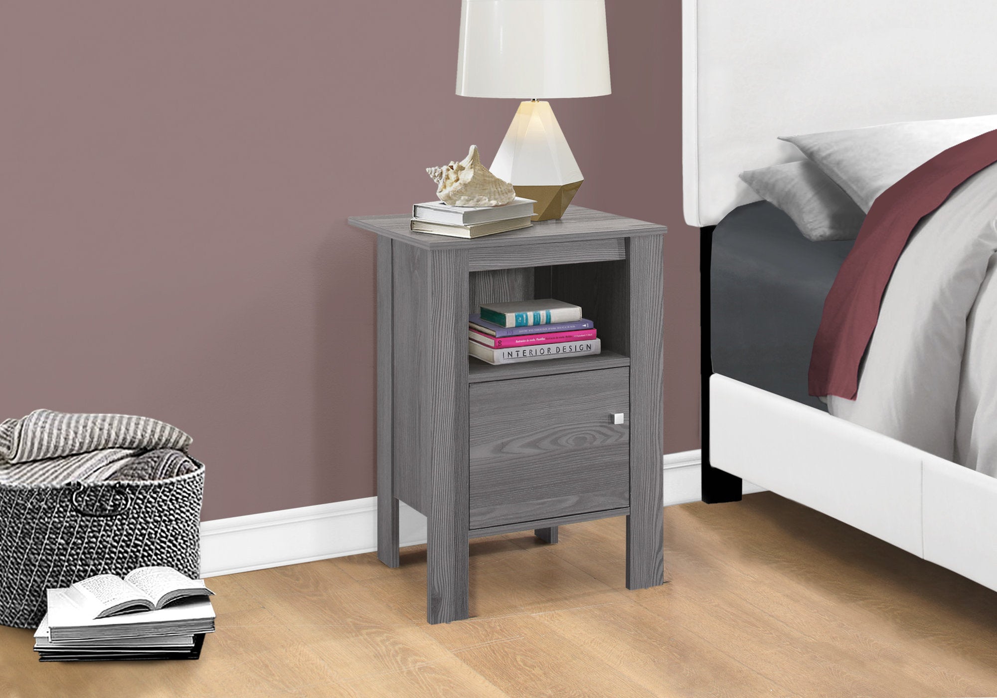 14" X 17.25" X 24.25" Grey Particle Board Storage  Accent Table