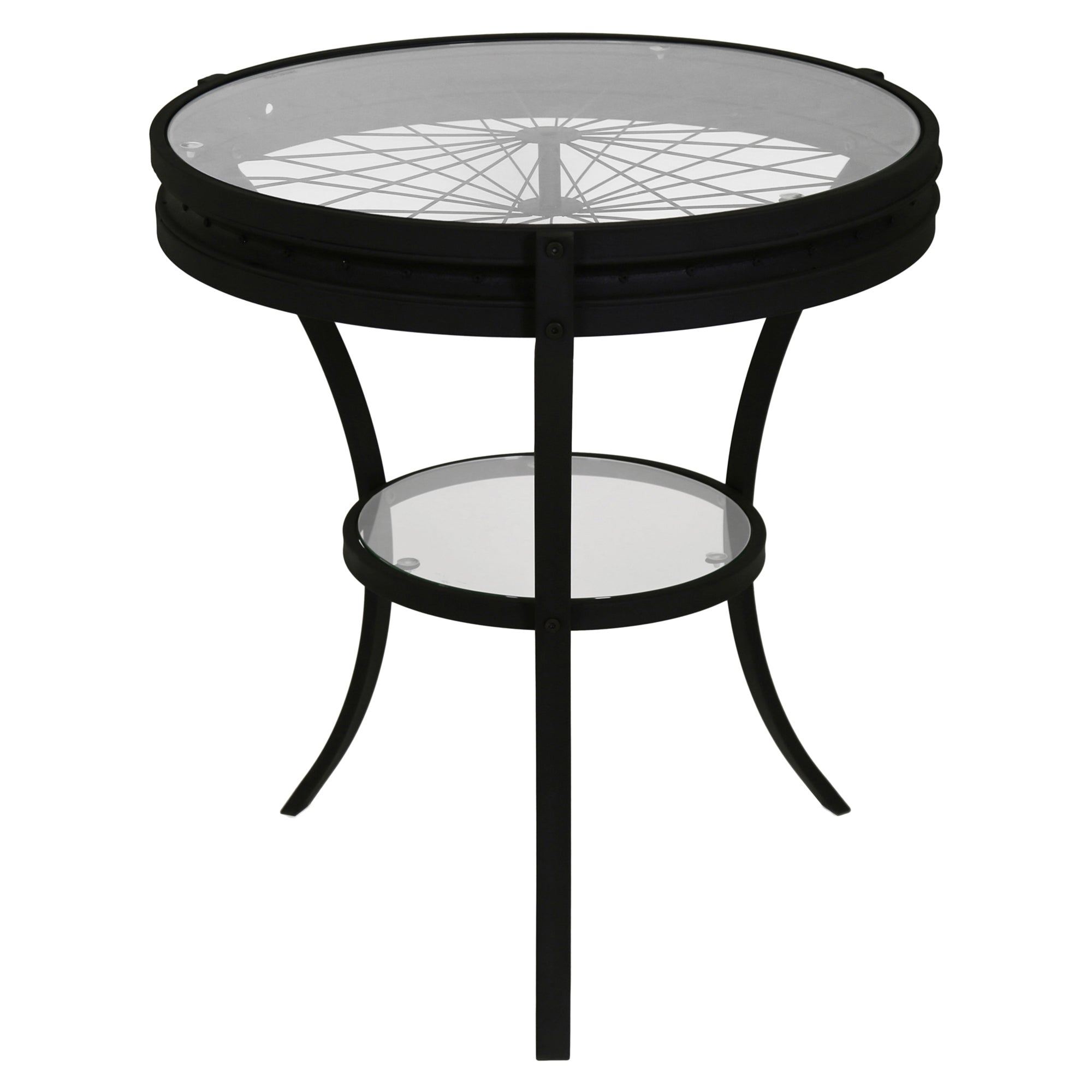 22.5" X 22.5" X 24" Black Clear Tempered Glass Metal Accent Table