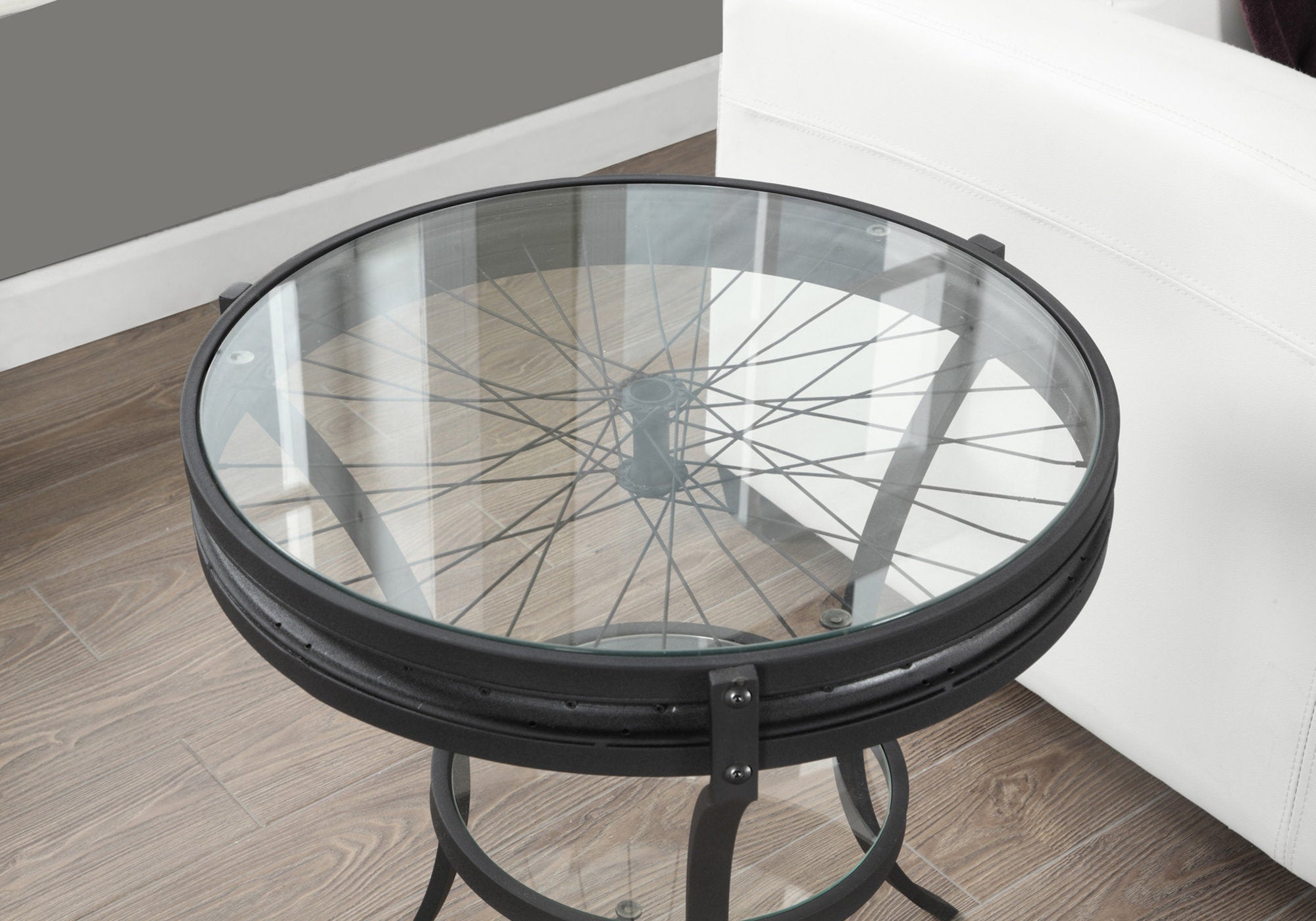 22.5" X 22.5" X 24" Black Clear Tempered Glass Metal Accent Table
