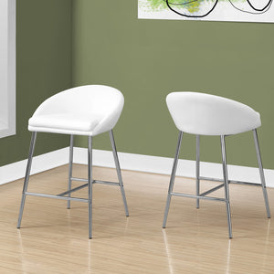 41" X 41" X 59.5" White  Foam  Metal  Leatherlook  Barstool 2Pcs