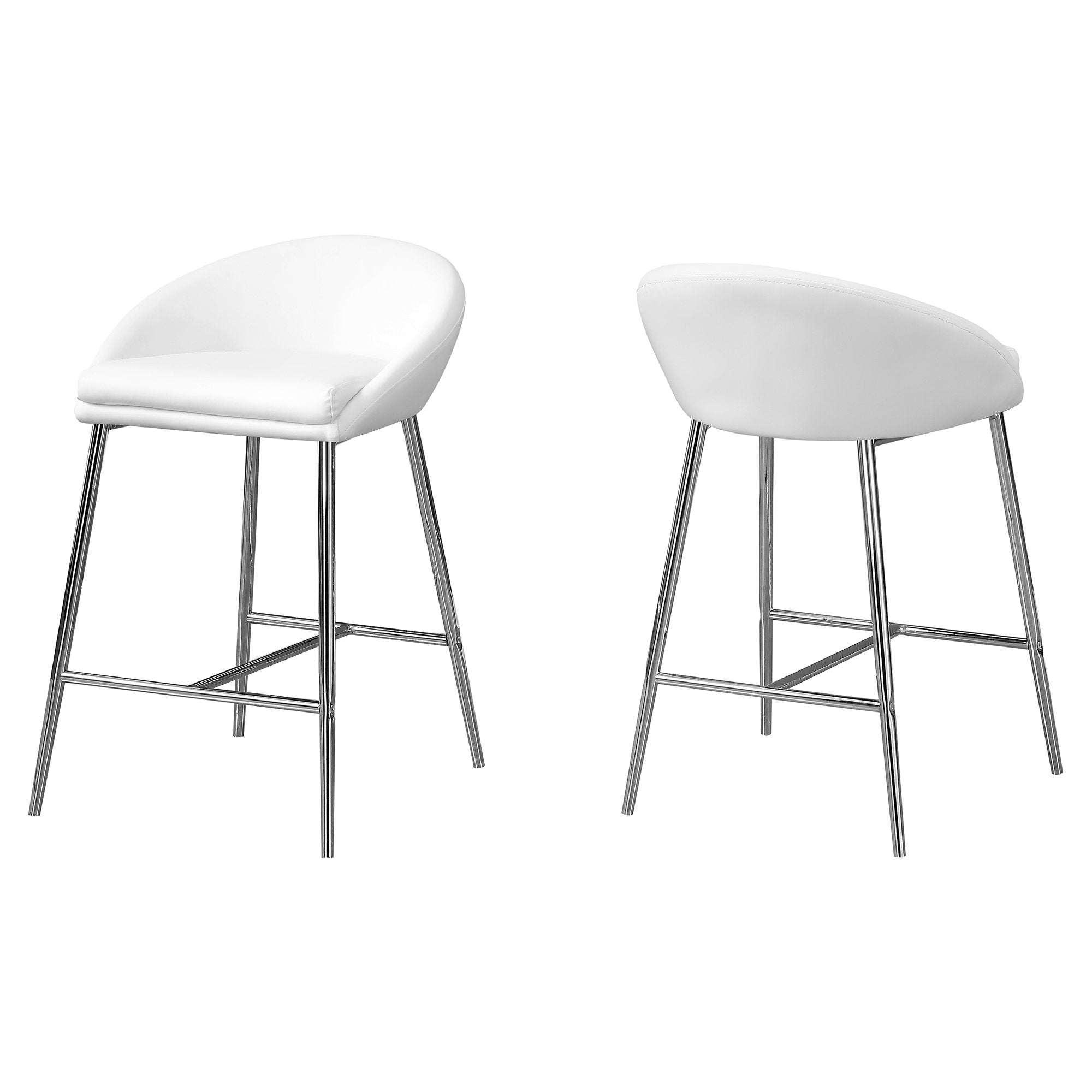 41" X 41" X 59.5" White  Foam  Metal  Leatherlook  Barstool 2Pcs