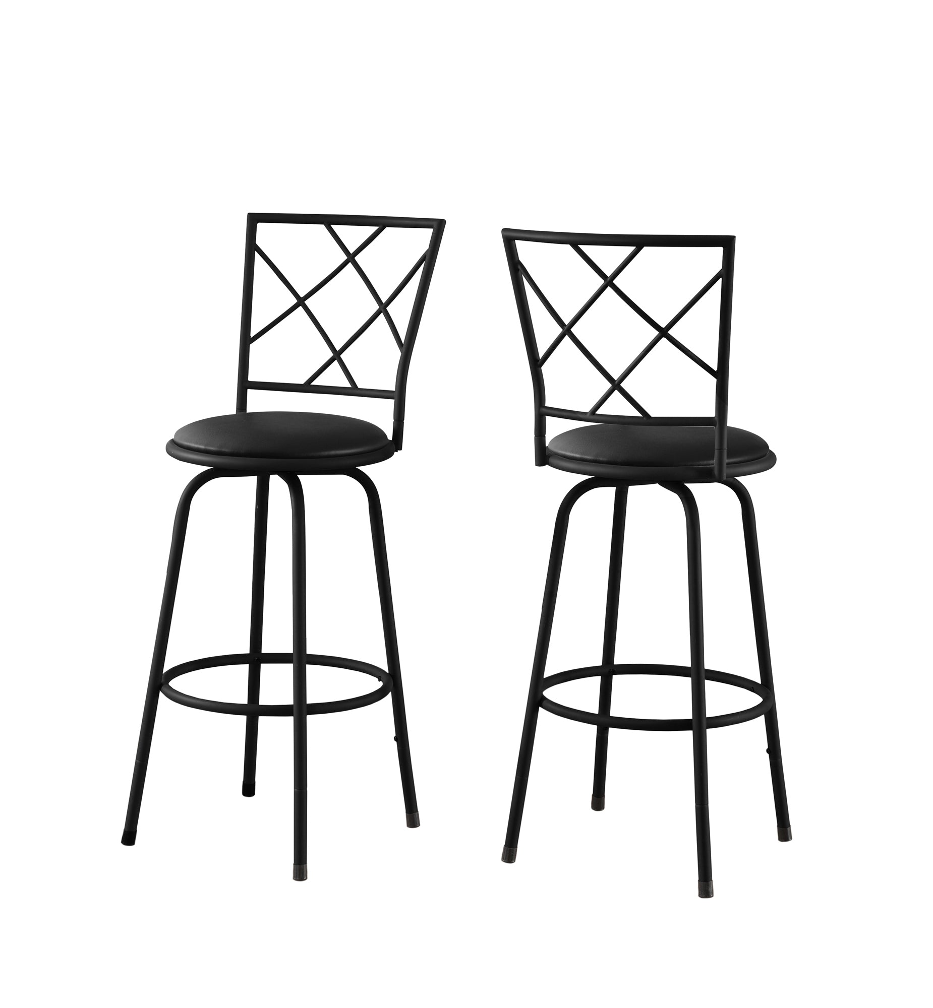32" X 32" X 88" Black  Metal  Foam  Leatherlook  Barstool 2Pcs