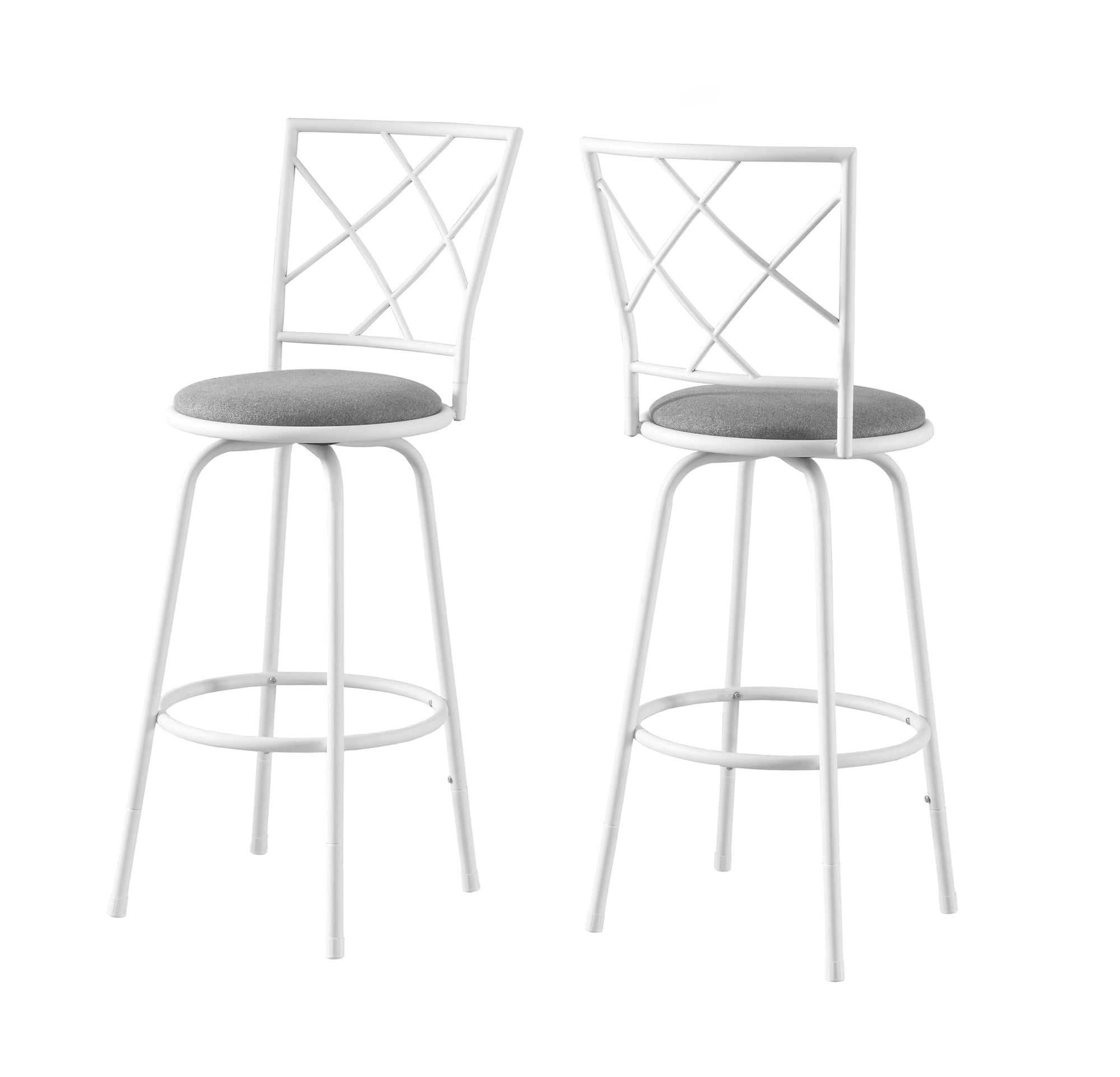 32" X 32" X 88" White  Grey  Metal  Foam  Cotton  Linen  Barstool 2Pcs