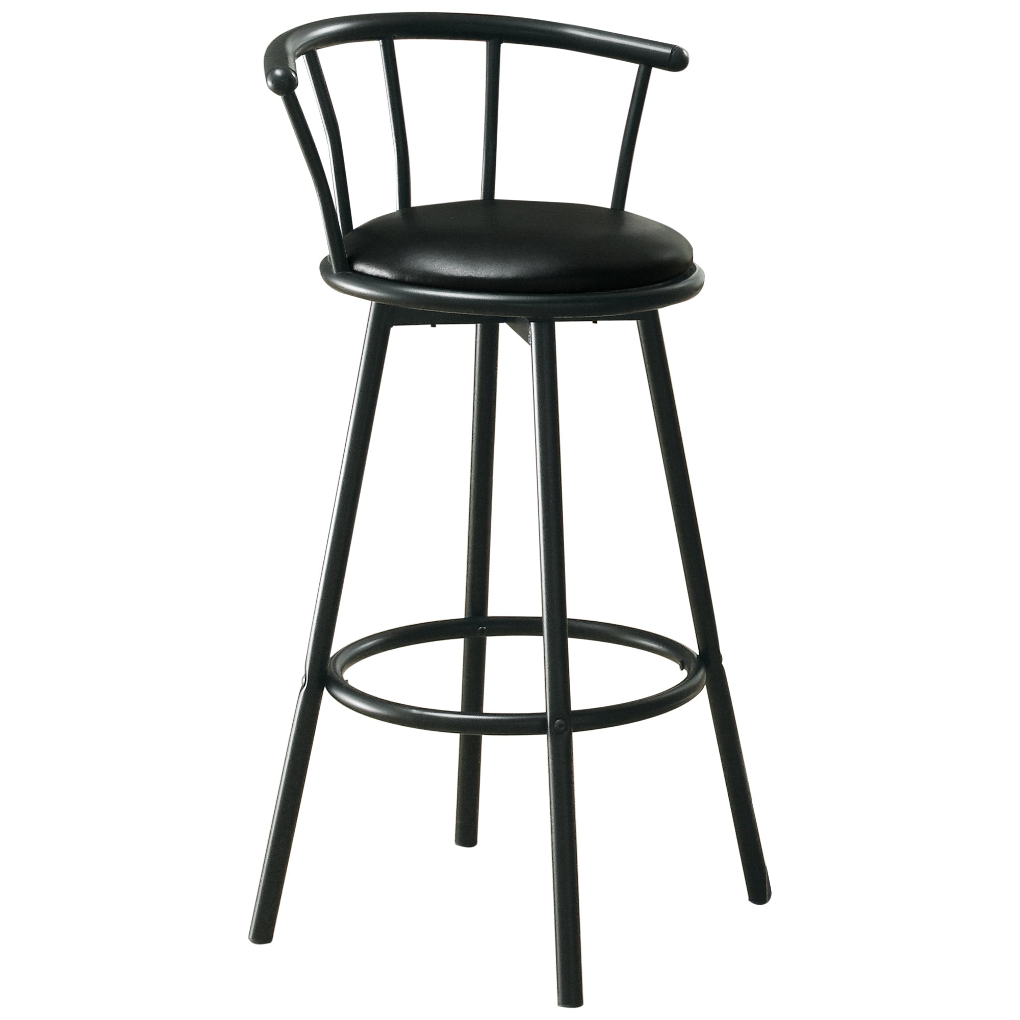 43.5" X 43.5" X 74" Black Metal Foam Leather Look  Barstool