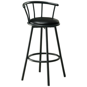 43.5" X 43.5" X 74" Black Metal Foam Leather Look  Barstool