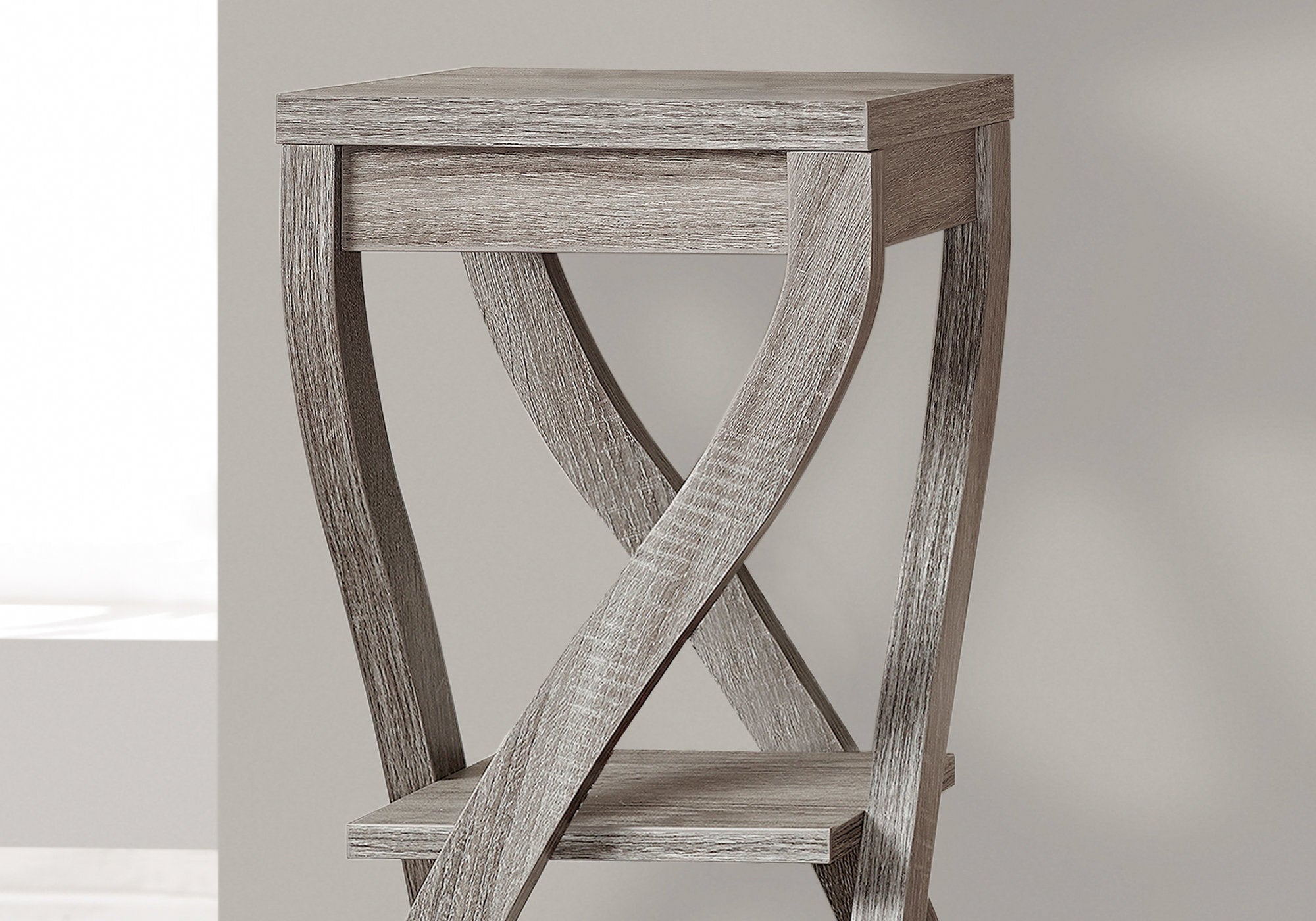 11.5" X 11.5" X 32" Cappuccino Finish Hollow Core Accent Table