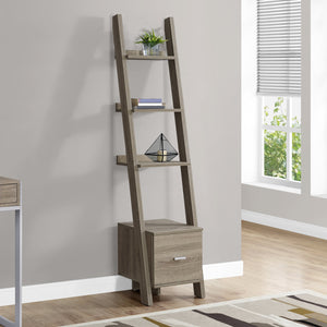 69" Particle Board Ladder Bookcase With A Storage Drawer