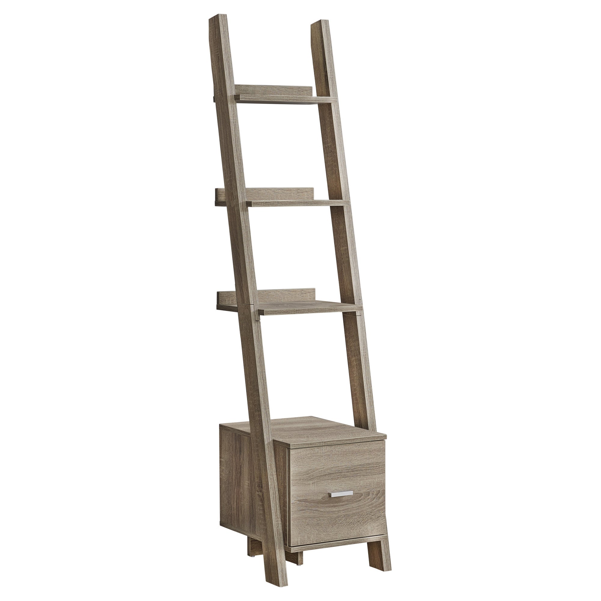 69" Particle Board Ladder Bookcase With A Storage Drawer