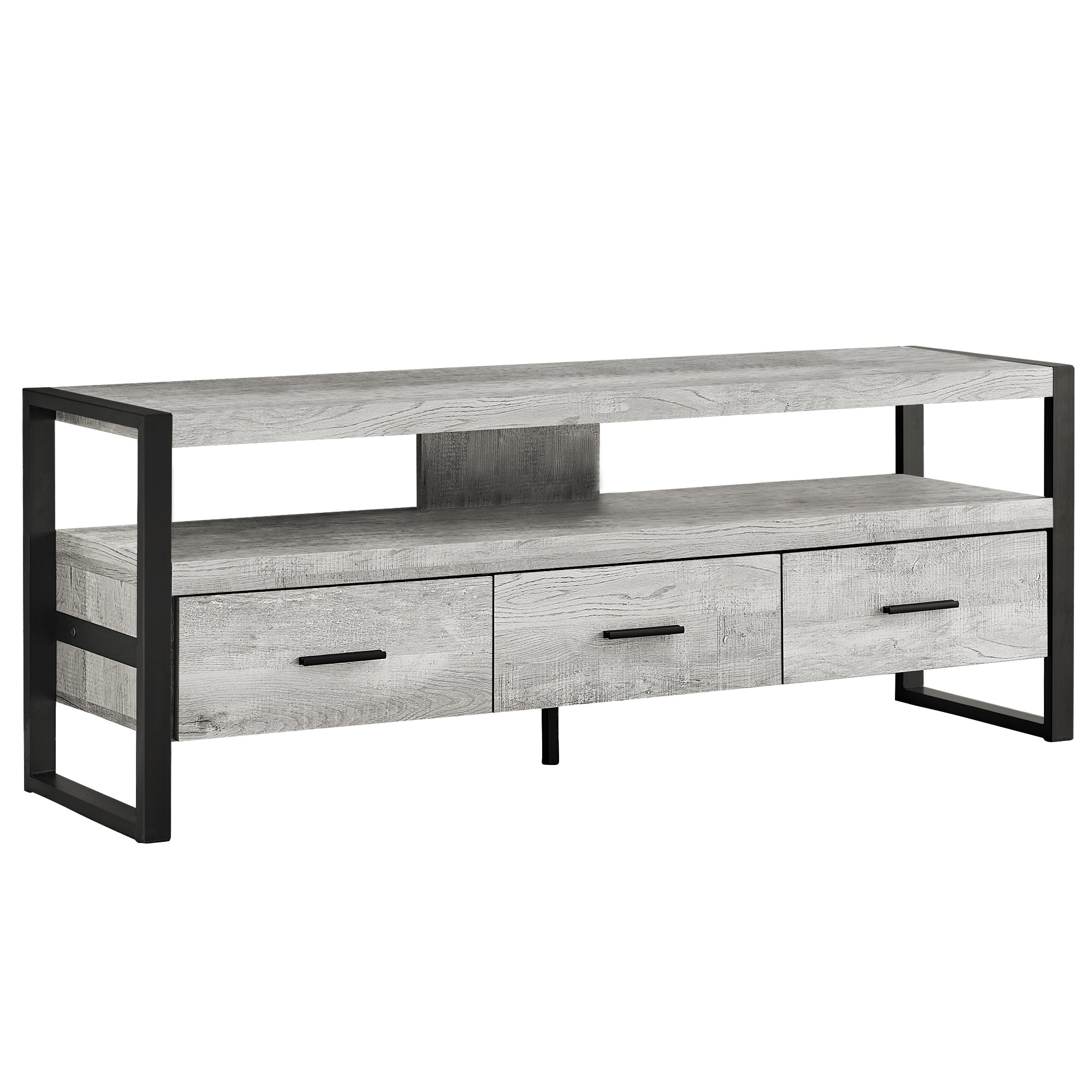 21.75" Particle Board Hollow Core & Black Metal Tv Stand With 3 Drawers