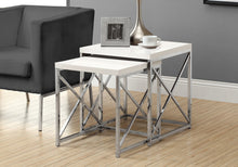 Chrome Metal Two Pieces Nesting Table Set 40.5