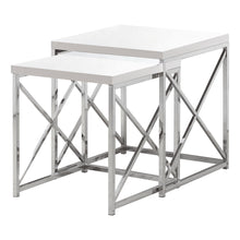 Chrome Metal Two Pieces Nesting Table Set 40.5