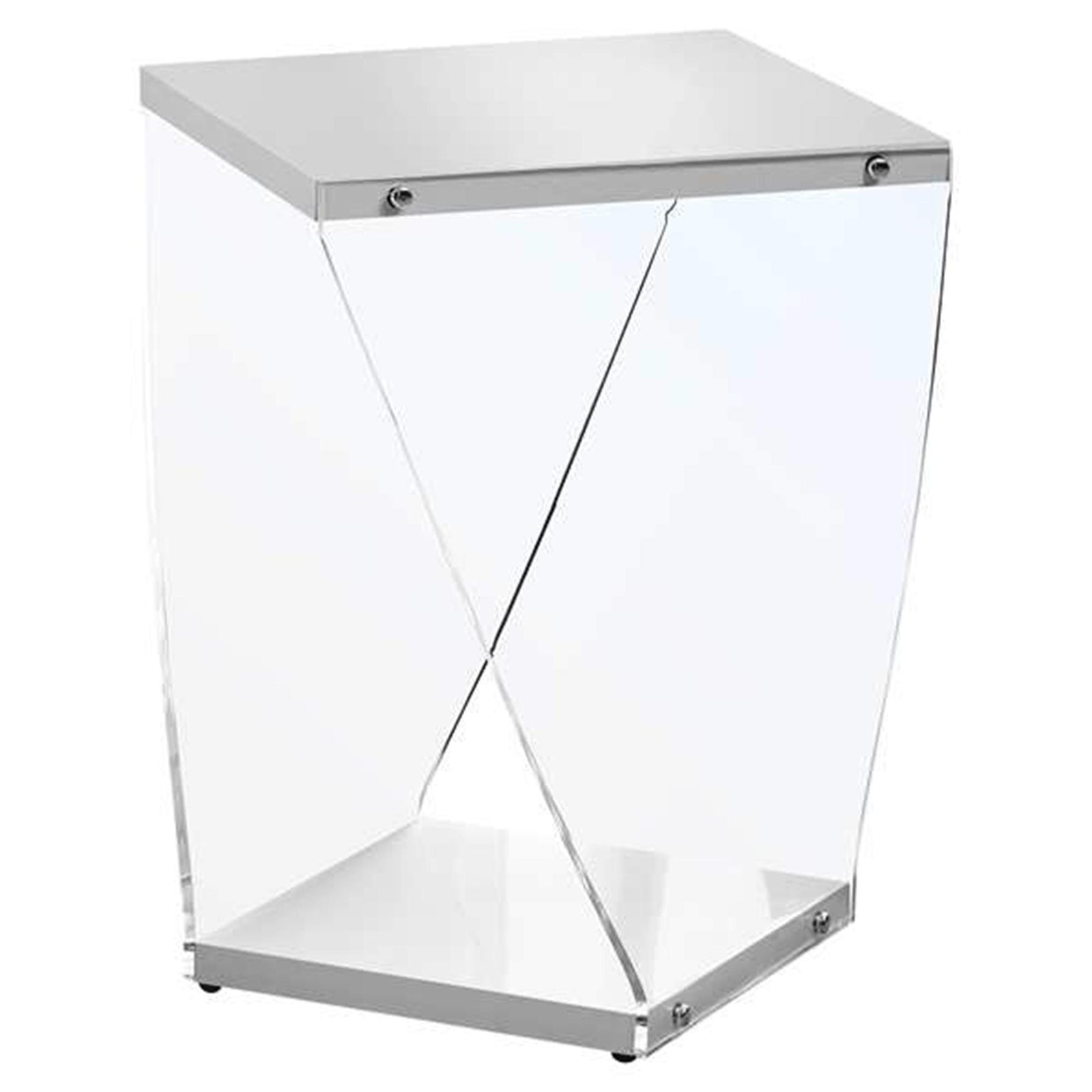 15.75" X 16.5" X 21.25" White Clear Acrylic Glass Accent Table