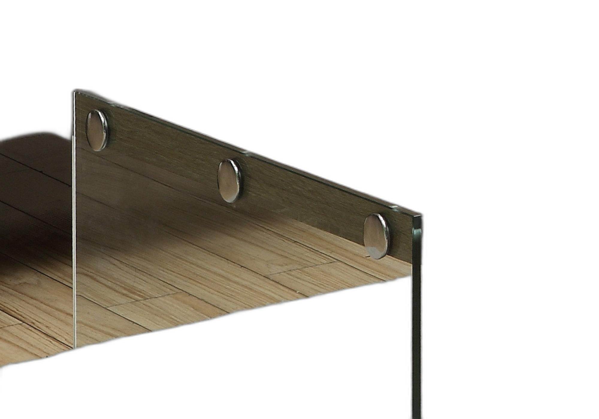 22" X 44" X 16" 深灰​​褐色鋼化玻璃茶几