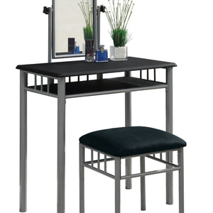 31" X 46" X 69.5" Black Silver Foam Metal Microfiber  Vanity Set 2Pcs