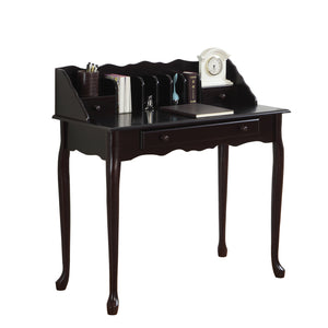 Dark Brown Peninsula Secretary Desk With Two Drawers 18"