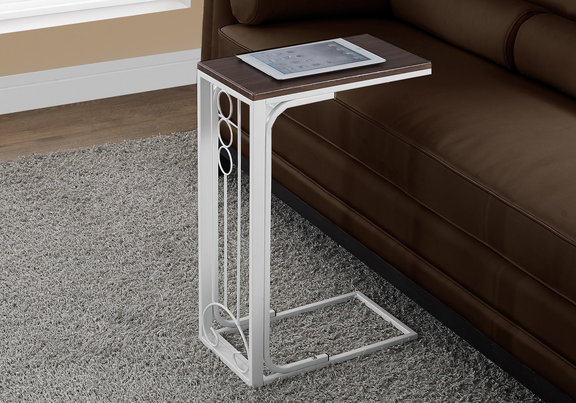 Cherrywhite Top And Metal Base Accent Table - 16" x 9" x 24.5"