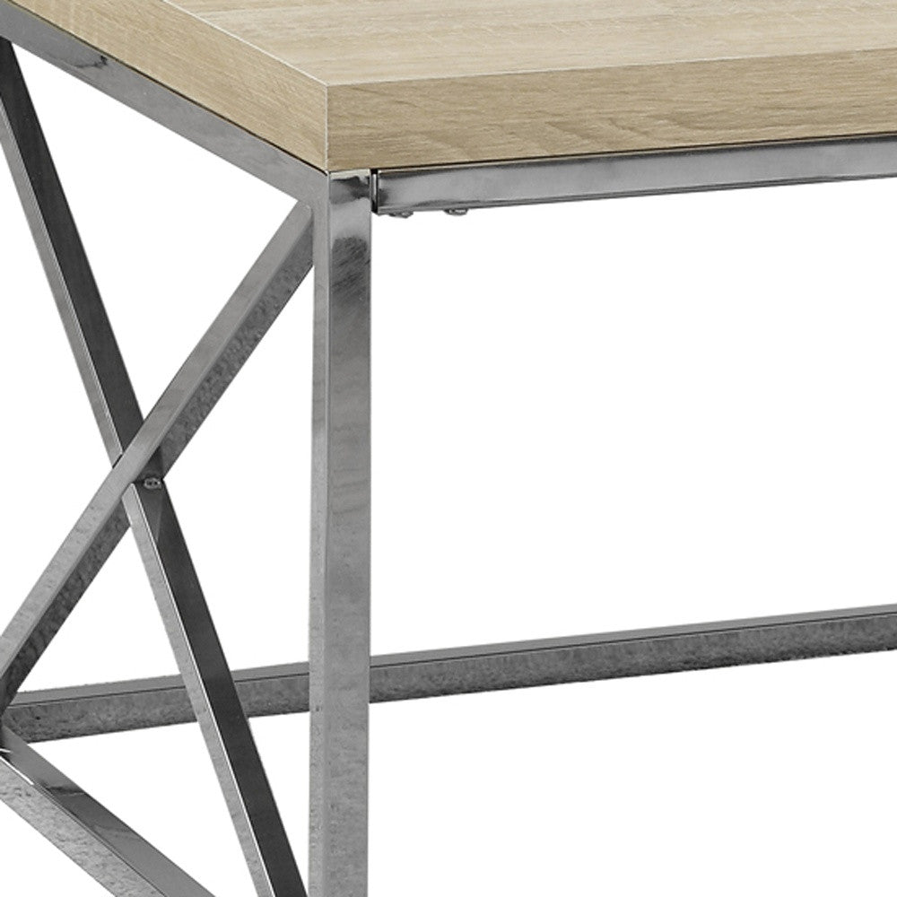 17" Particle Board And Chrome Metal Coffee Table