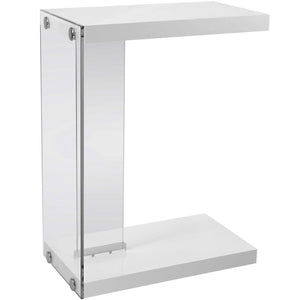 18.5" X 10.25" X 24.75" White Finish And Tempered Glass Accent Table