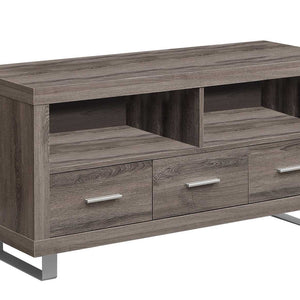 17.75" X 47.25" X 23.75" Dark Taupe Silver Particle Board Hollow Core Metal Tv Stand With 3 Drawers