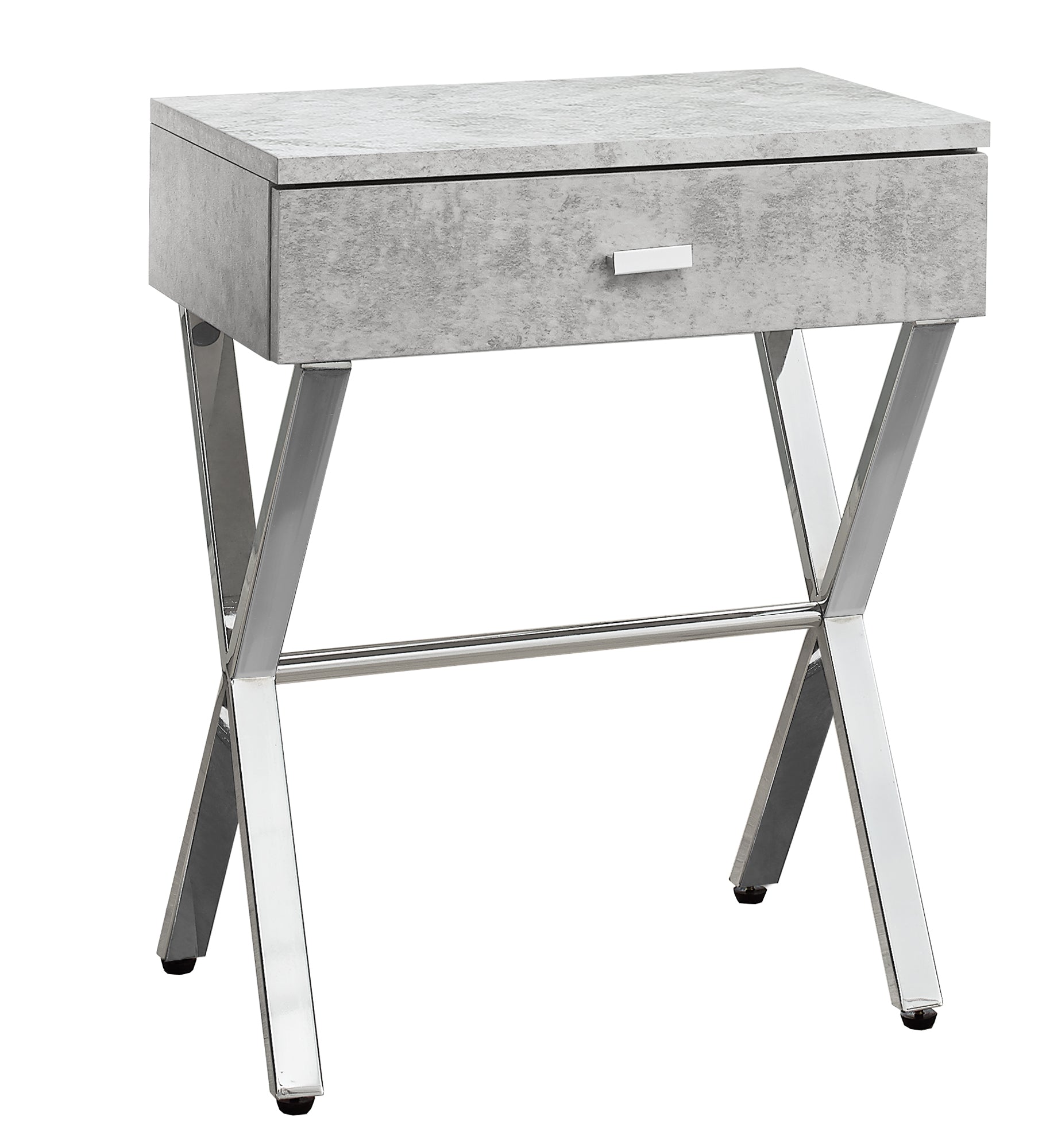 12" X 18.25" X 22.25" White Finish And Chrome Metal Accent Table