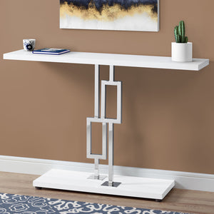 32" Particle Board And Chrome Metal Accent Table