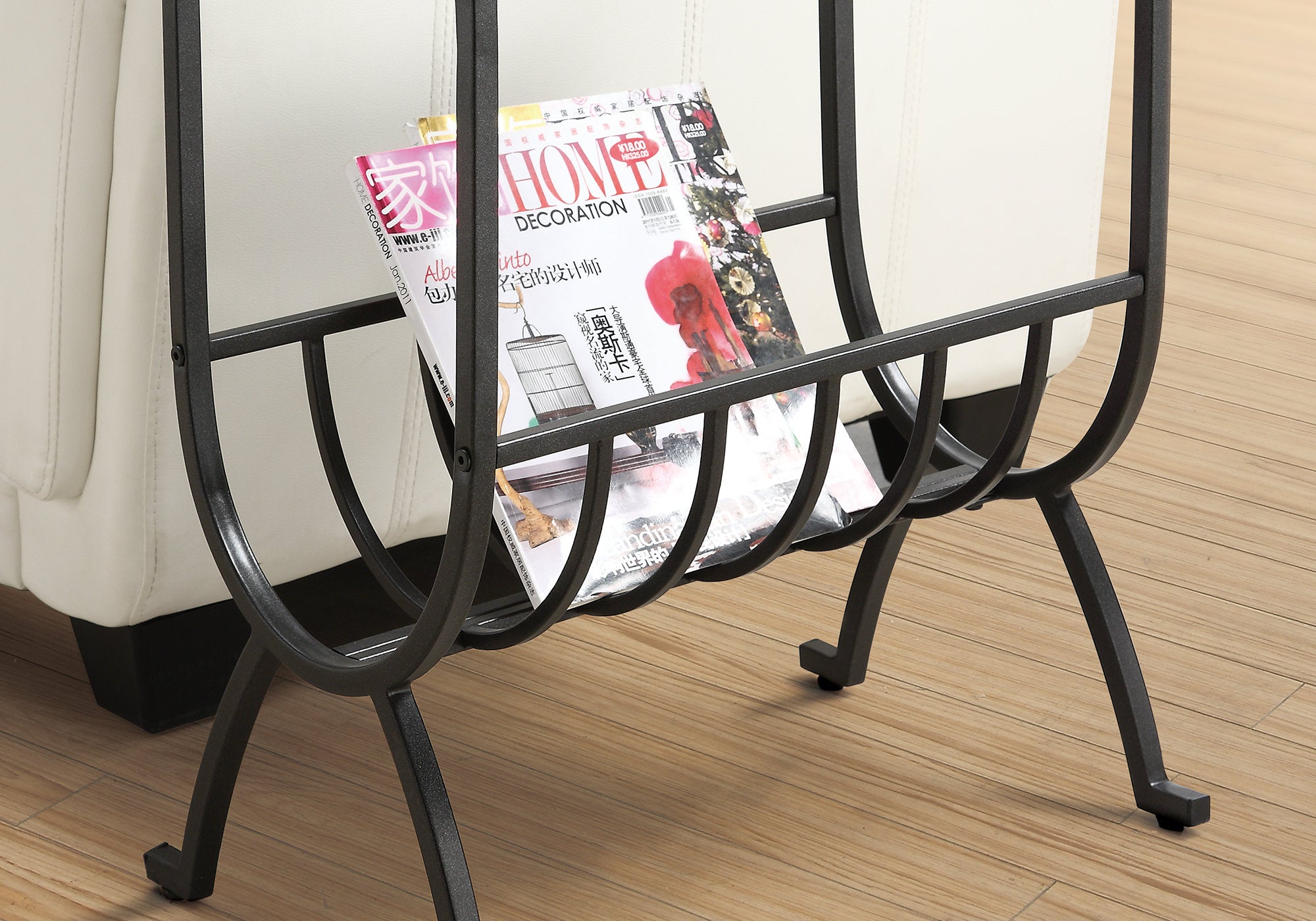 11.5" X 18.25" X 22" Brown Clear Metal Tempered Glass  Accent Table