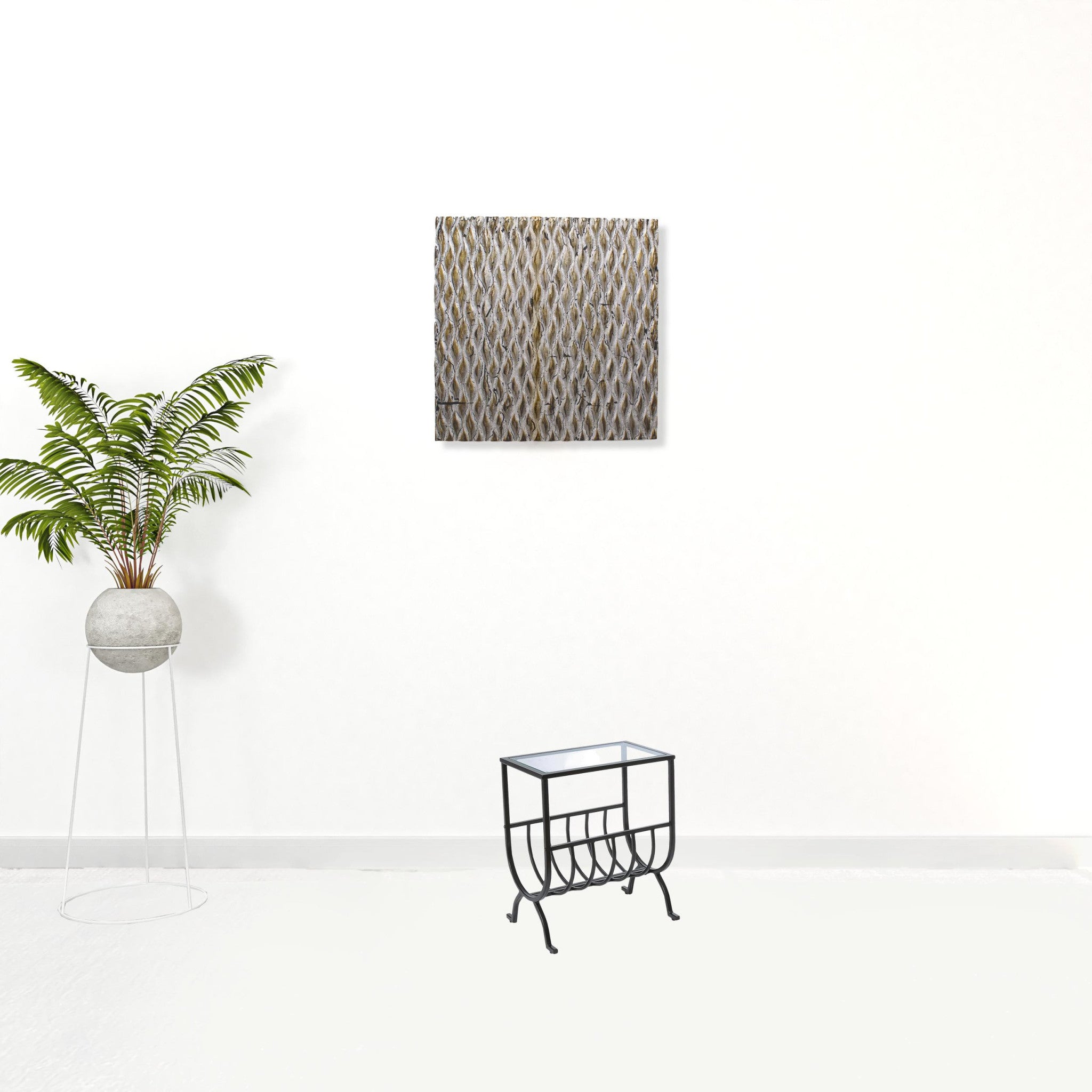 11.5" X 18.25" X 22" Brown Clear Metal Tempered Glass  Accent Table