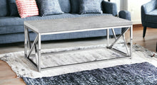 Industrial Chic Gray Faux Cement And Chrome Coffee Table