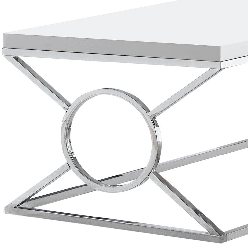 22" X 44" X 18.5" White Metal  Coffee Table