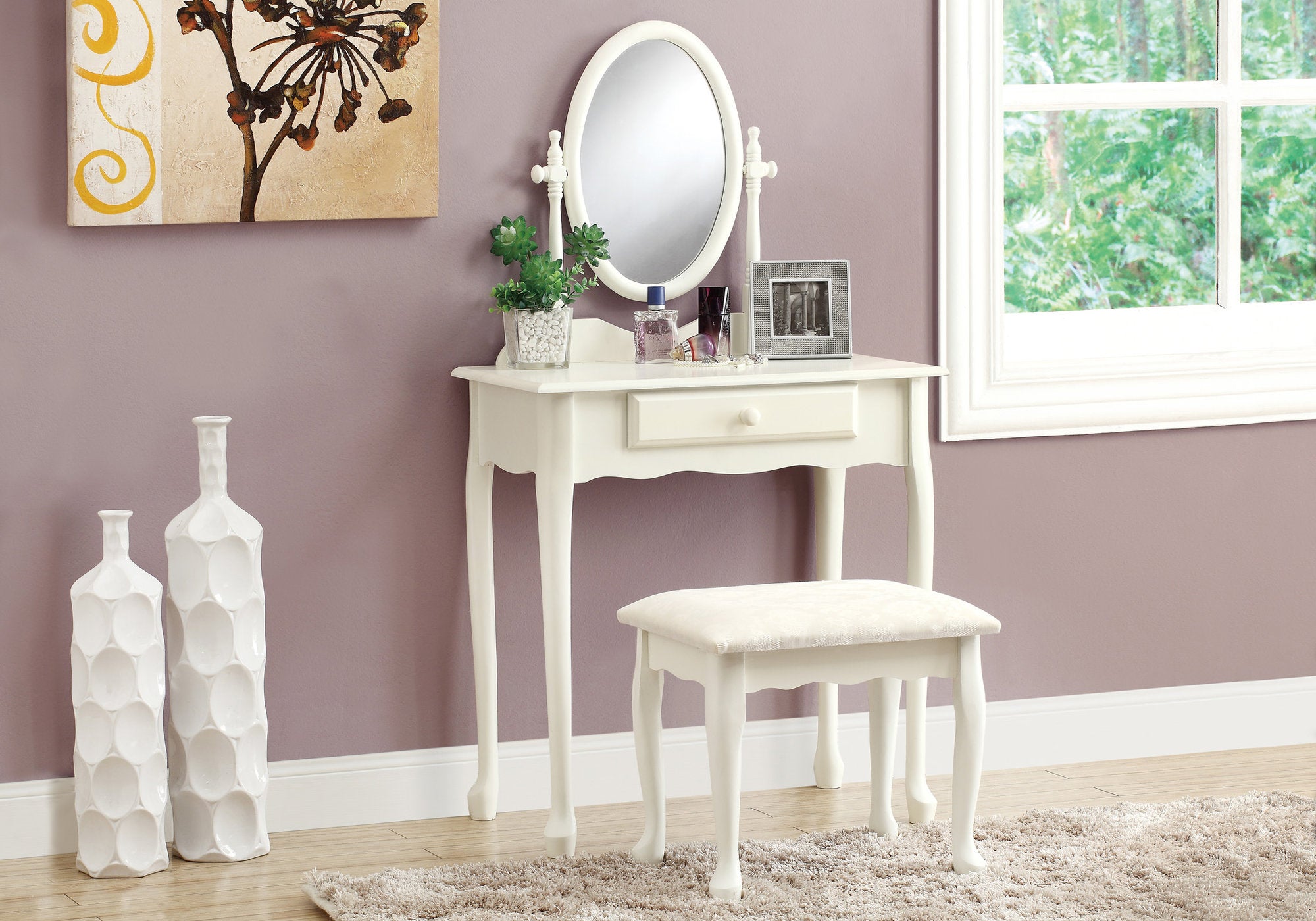 White Vanity Set 2Pcs - 30.5" x 46.5" x 68.75"