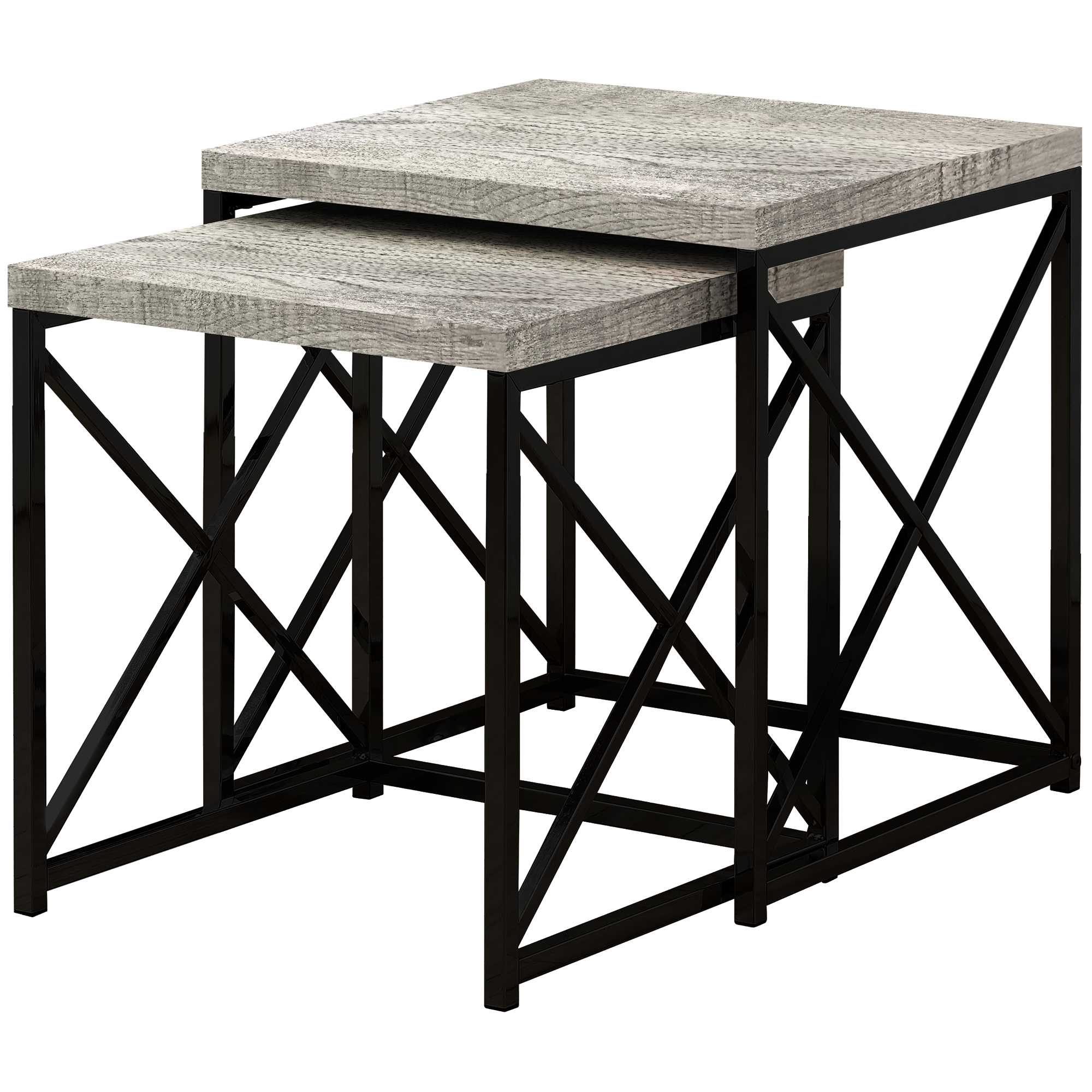 37.25" X 37.25" X 40.5" Brown Black Particle Board Metal  2Pcs Nesting Table Set