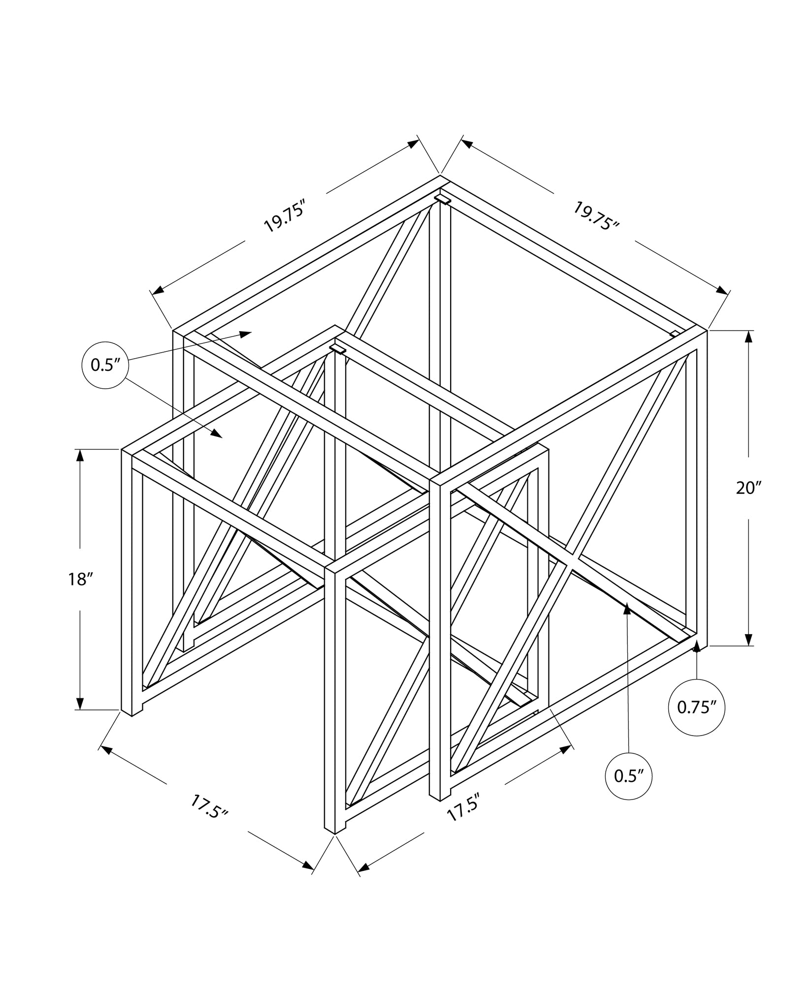 38 英寸鉻金屬和鋼化玻璃兩件套嵌套桌
