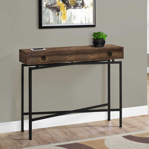 32.5" Brown Particle Board Accent Table With Black Legs