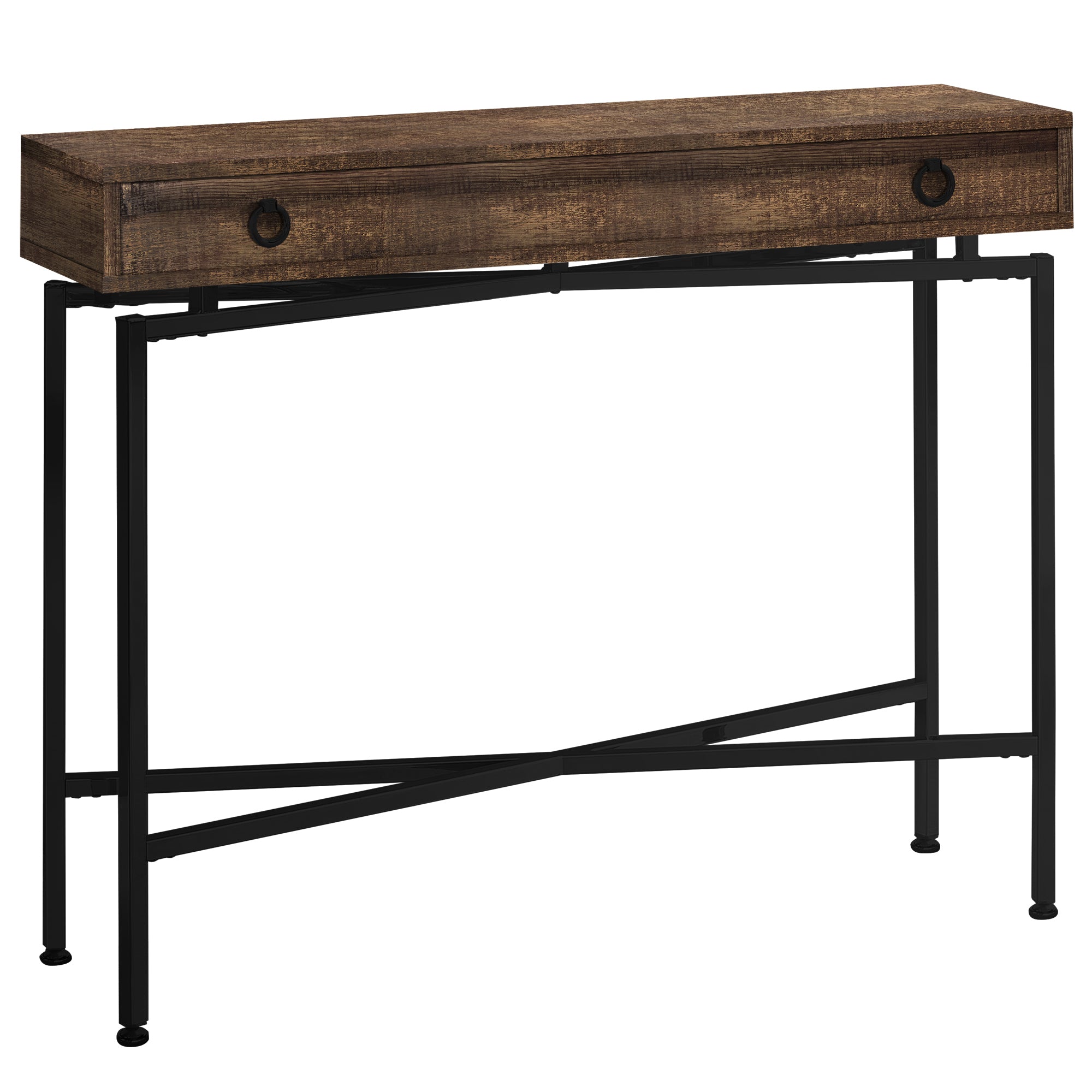 32.5" Brown Particle Board Accent Table With Black Legs