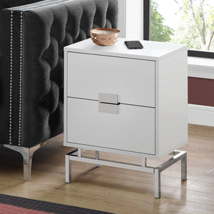 23.5" Particle Board And Chrome Metal Accent Table