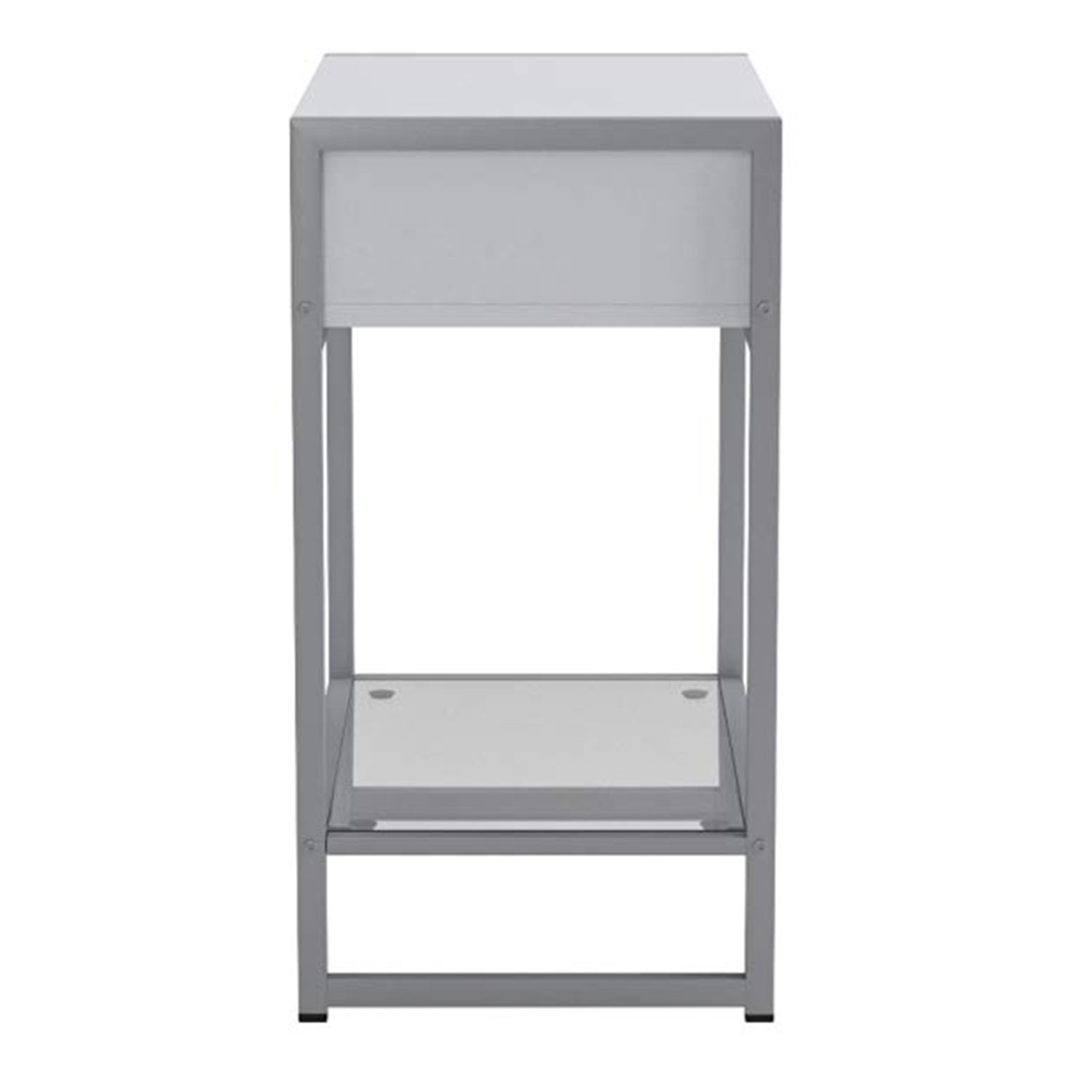 12" X 18" X 22" Grey With Black Metal  Tempered Glass  Accent Table