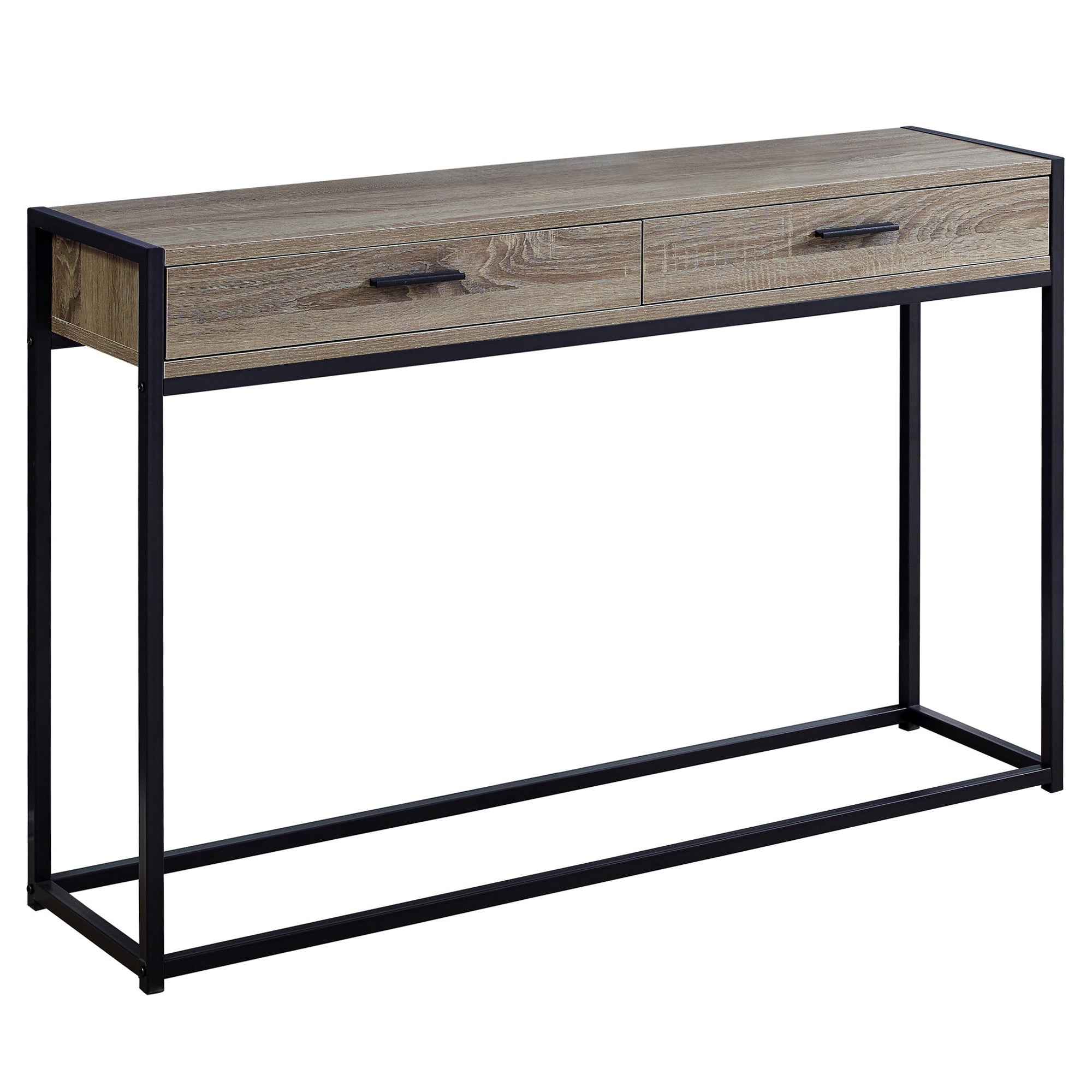 32" Grey Finish And Black Metal Accent Table