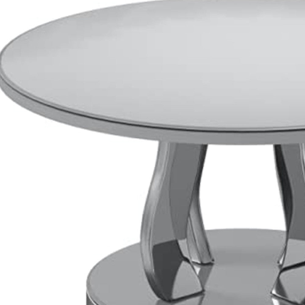 36" X 36" X 18" Silver - Coffee Table With A Mirror Top