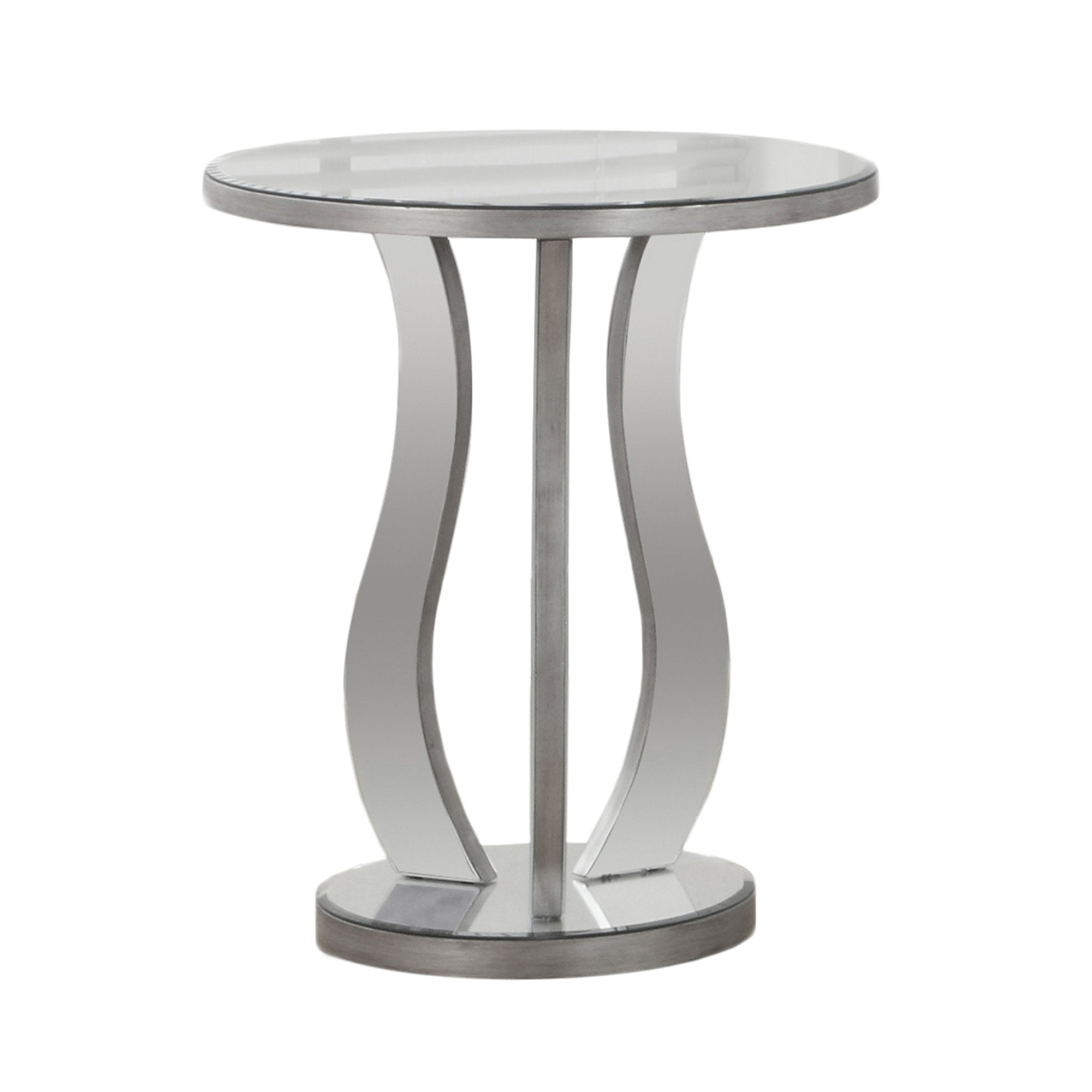 20" X 20" X 24" Silver  End Table With A Mirror Top