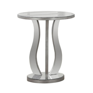 20" X 20" X 24" Silver  End Table With A Mirror Top