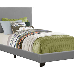 81" X 43" X 45.75" Grey Foam Solid Wood Leather Look  Twin Size Bed