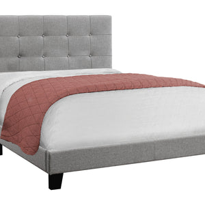 Grey Linen Queen Size Bed - 64.25" x 85.25" x 45"
