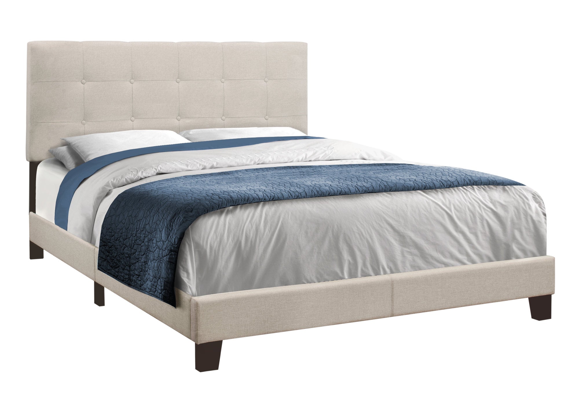 Cama tamaño Queen de lino gris - 64.25" x 85.25" x 45"