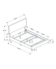 47.25 英寸白色實木中密度纖維板泡沫和亞麻雙人床，帶鍍鉻腿